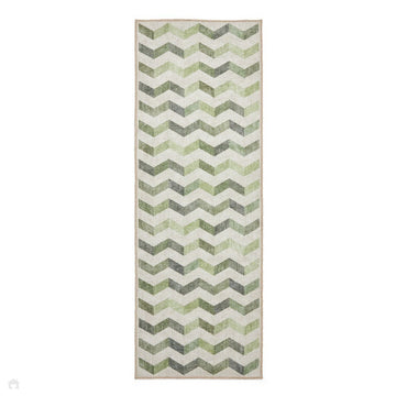 Washable Coral H1059 Modern Geometric Lightweight Printed Polyester Flatweave Green Runner-Think Rugs-Rug Love - The Most Loved Rug Store